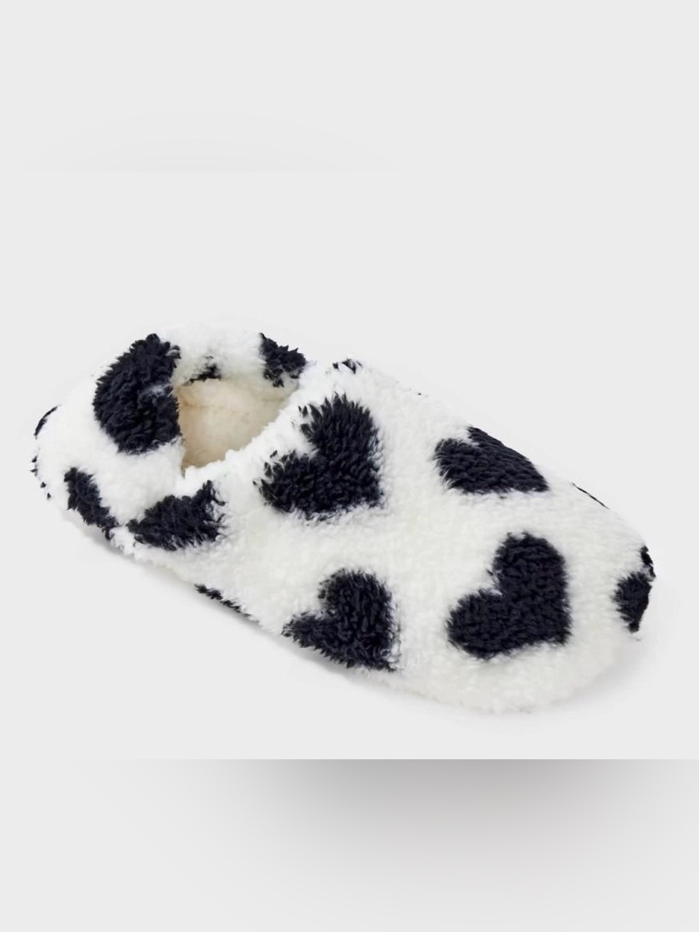 Women’s Cozy Heart Print Slippers - Black & White